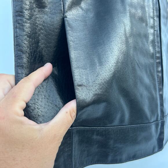 Vintage Leather Y2K Moto Biker Vest Grunge 90s Top Full Zip Medium Layering - Picture 8 of 12